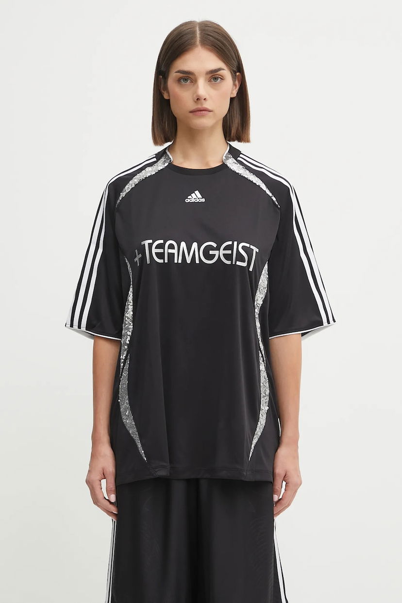 Tričko adidas Originals adidas Originals Oversized +Teamgeist Jersey T-Shirt Čierna | KE9792