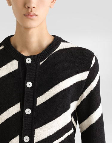 Sveter Dolce & Gabbana Dolce & Gabbana Striped Cotton Knit Cardigan Čierna | GXVB1TJFMMSN0004, 3