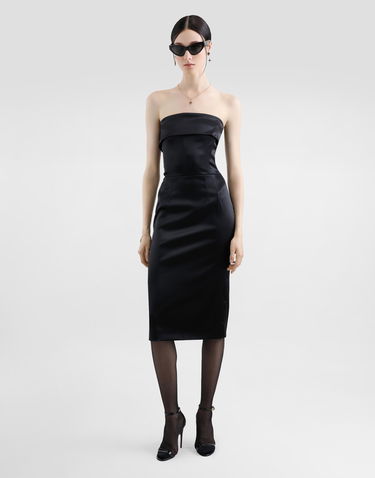 Šaty Dolce & Gabbana Dolce & Gabbana Satin Corset Sheath Calf-Length Dress Čierna | F6JNYTFURADN0000, 1