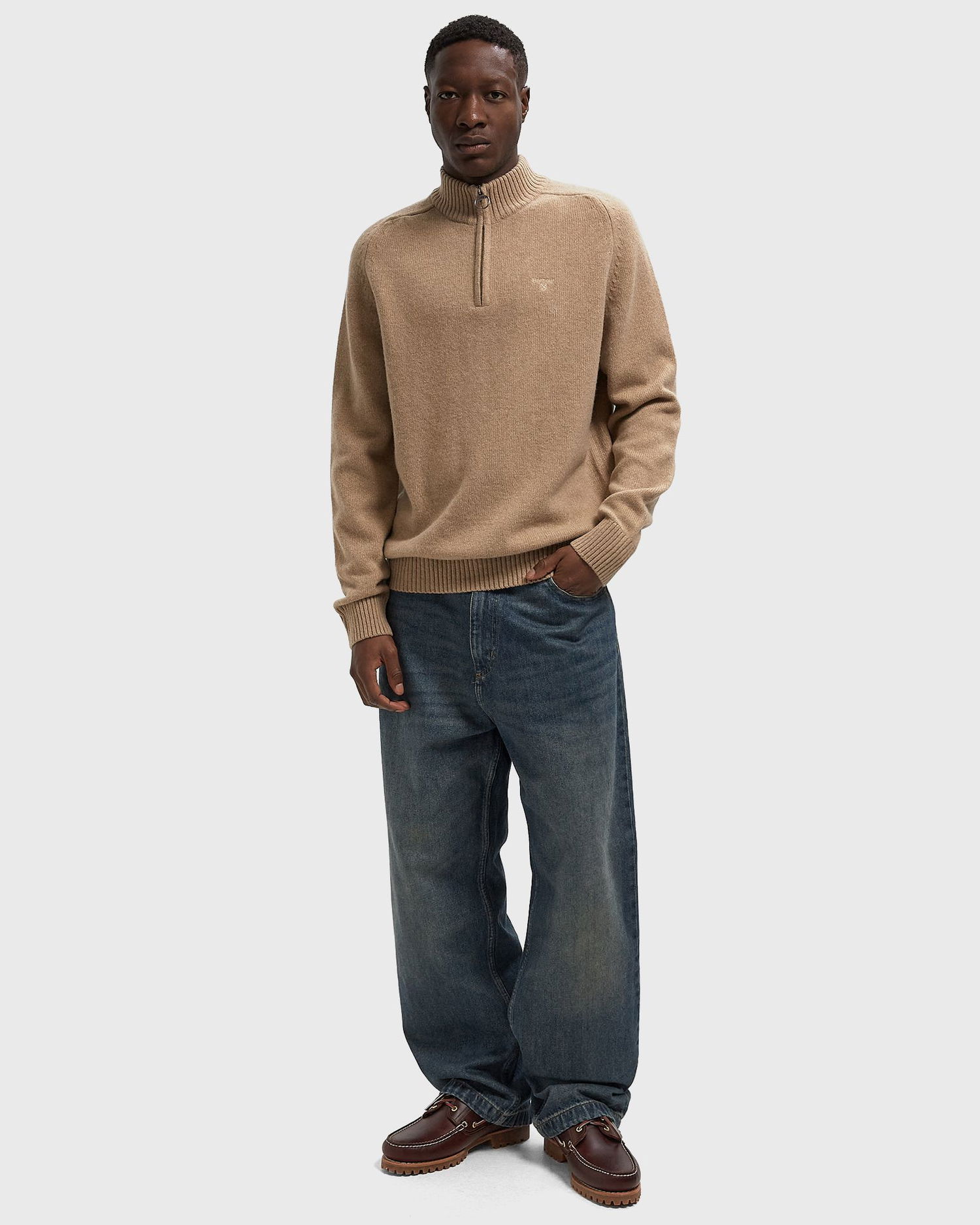 Sveter Barbour Grangetown Half-Zip Knit Sweater Béžová | MKN1653ST17, 1