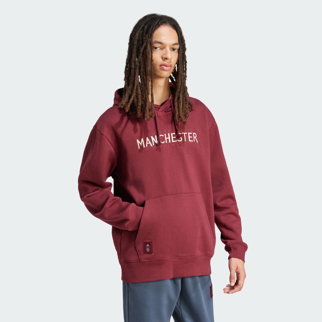 Mikina adidas Performance Manchester United Hoodie Červená | IT4174, 1