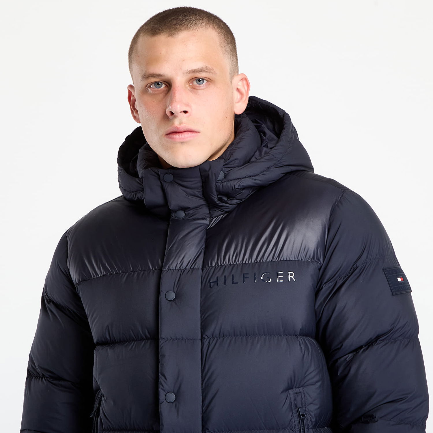 Prešívaná bunda Tommy Hilfiger Jacket Mix Down Hooded Puffer Desert Sky Navy | MW0MW40613-DW5, 1