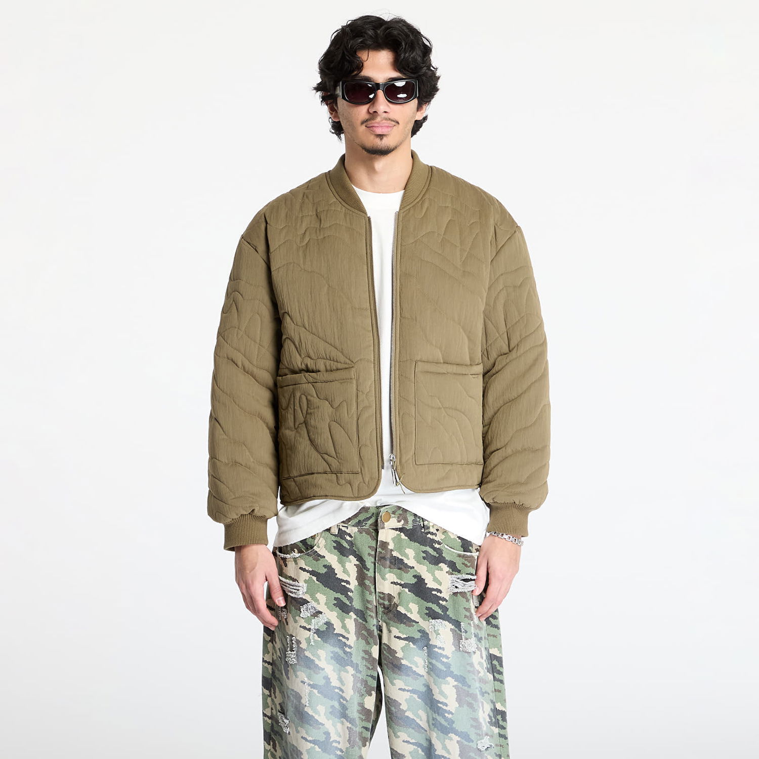 Bomber bunda Footshop FTSHP Silver Lining Quilted Jacket Zelené | FTSHP_466, 0