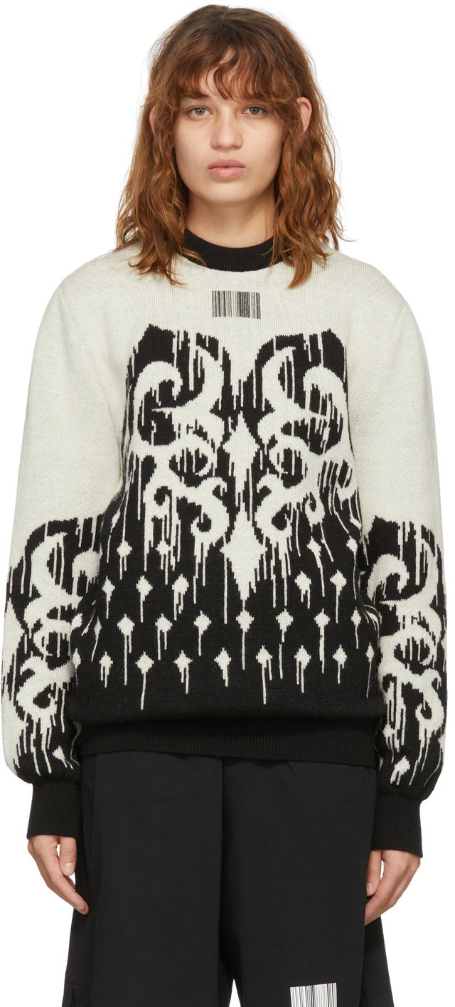 Sveter VETEMENTS Slavic Graphic Print Knit Sweater Béžová | VL12KN100B
