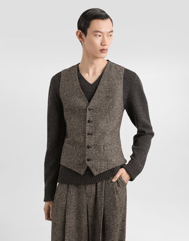Vesta Dolce & Gabbana Dolce & Gabbana Glen Plaid Alpaca Vest Hnedá | G702UTFQMKDS8101, 3