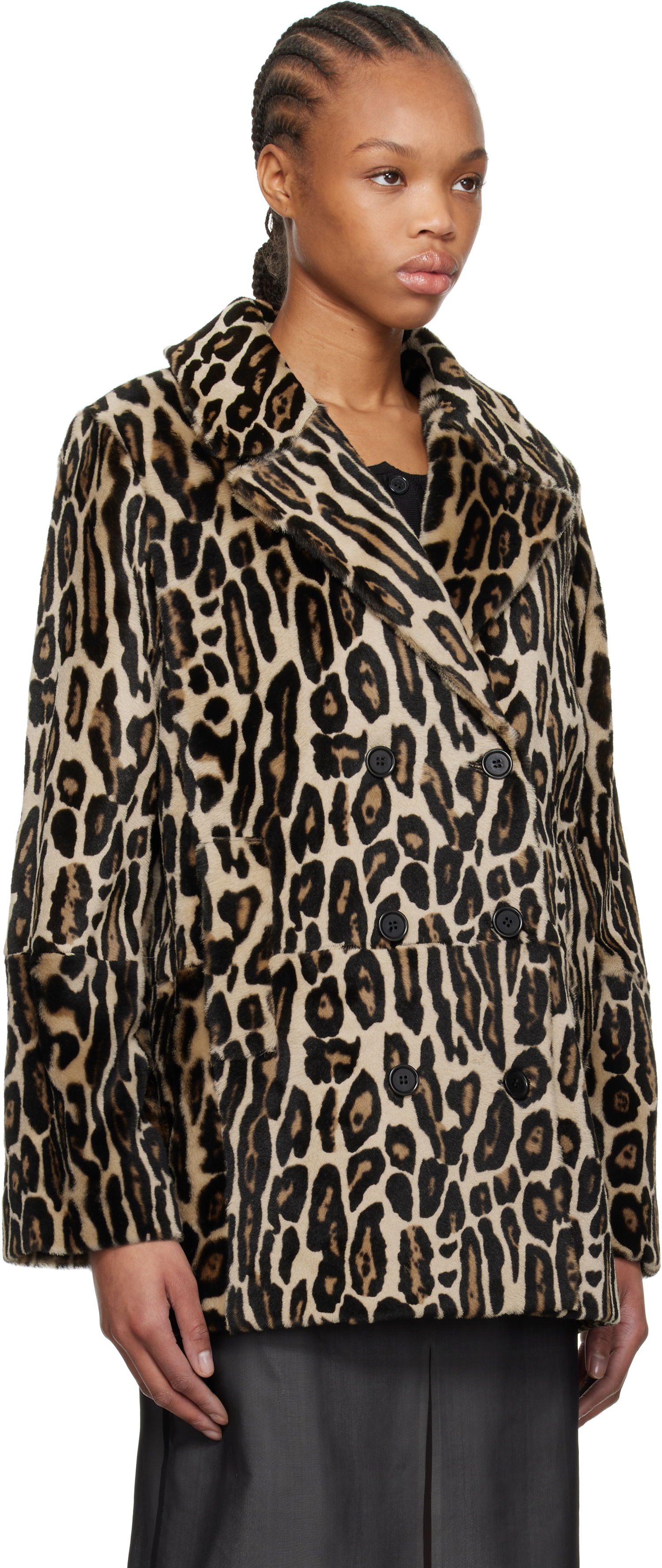 Kabáty RE/DONE Re/Done Leopard Print Shearling Peacoat Béžová | 817-06WLEOPCT, 1