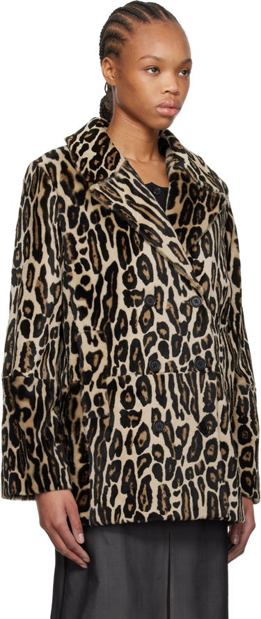 Kabáty RE/DONE Re/Done Leopard Print Shearling Peacoat Béžová | 817-06WLEOPCT, 1