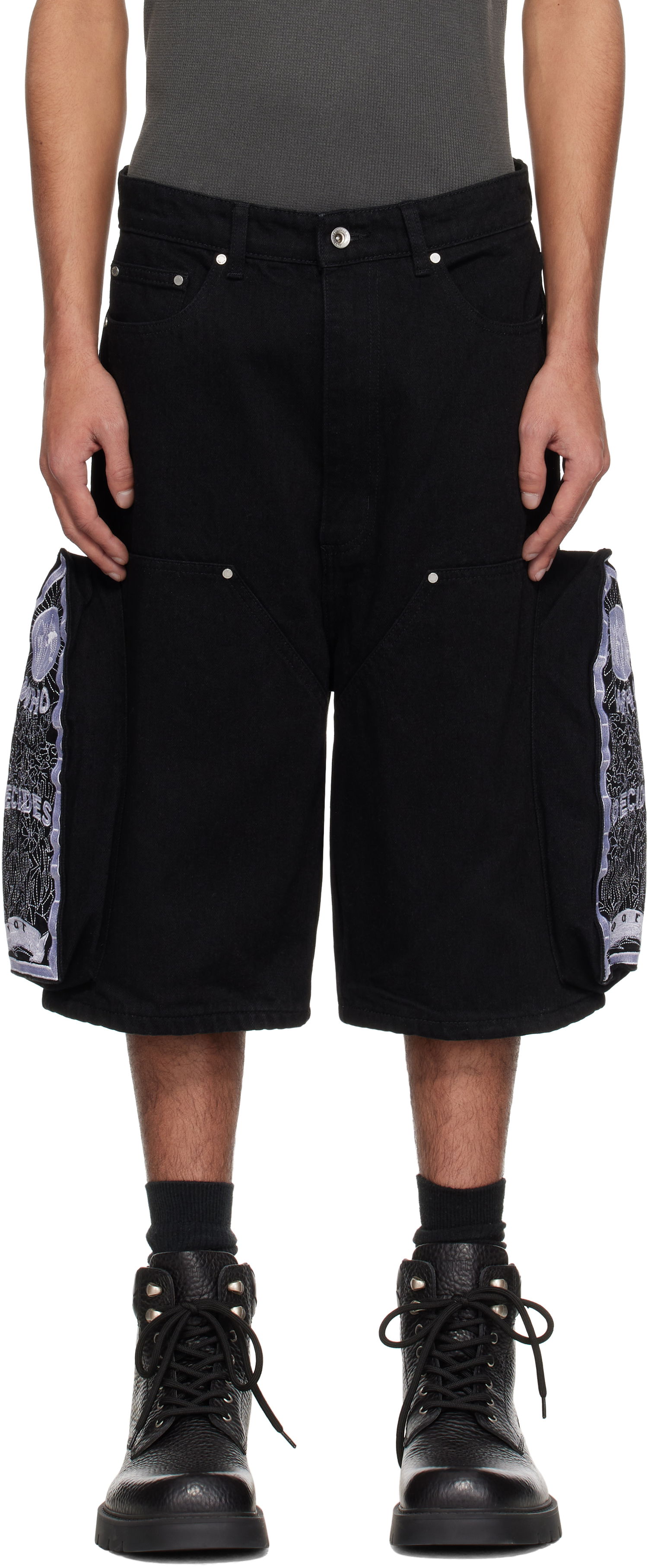 Šortky Who Decides War Who Decides War Denim Shorts with Side Embroidery Čierna | 1121010002SS25, 0