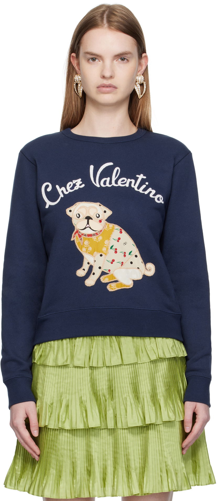 Mikina Valentino Valentino 'Le Chien De La Maison' Appliqué Sweatshirt Navy | 7B3MF24Z9L8
