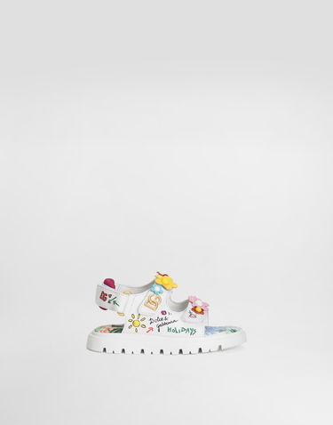 Doplnky Dolce & Gabbana Dolce & Gabbana Calfskin Sandals with Flowers and DG Logo Biela | D20079AU458HA5KU, 0