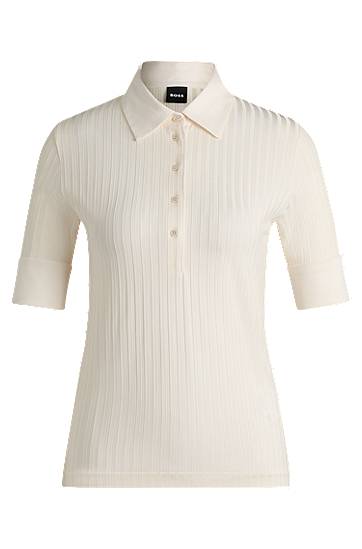 Polo tričko BOSS Ribbed Polo T-shirt Biela | 50532051, 0