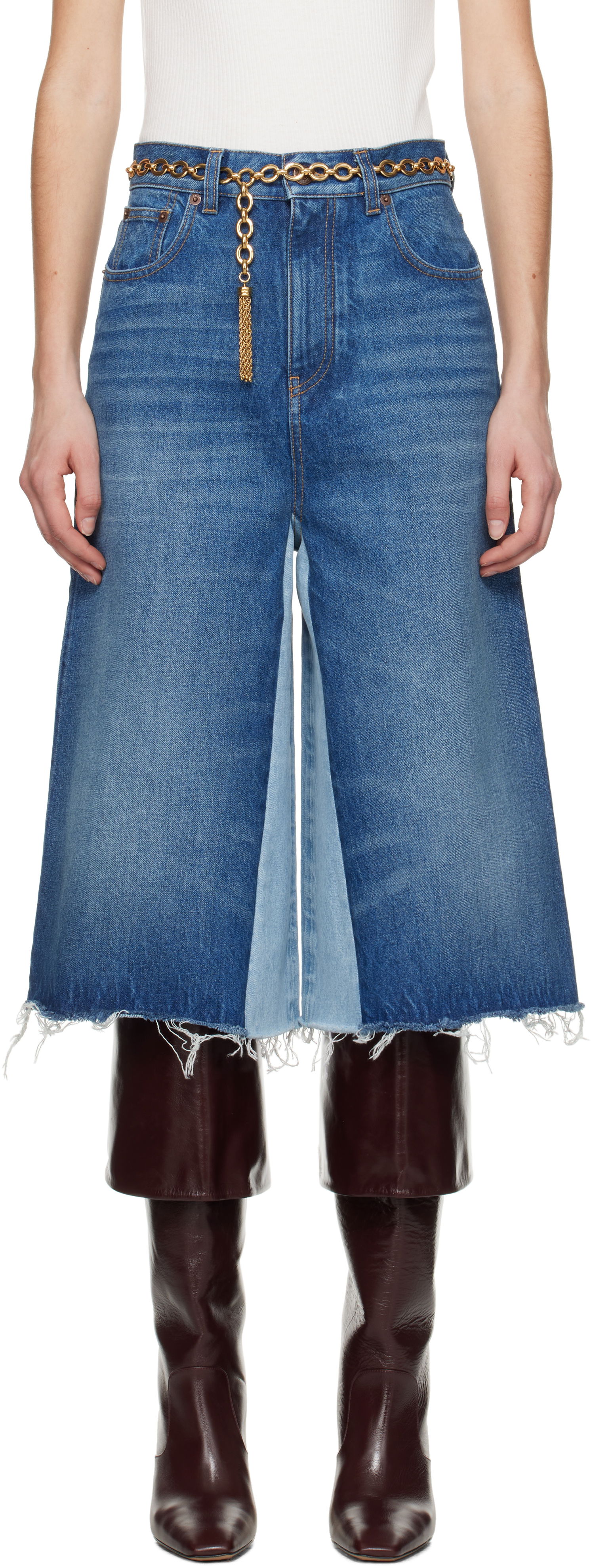 Džínsy CHLOÉ Chloé Bermuda Patchwork Denim Shorts Modrá | CH25SDS02158, 0
