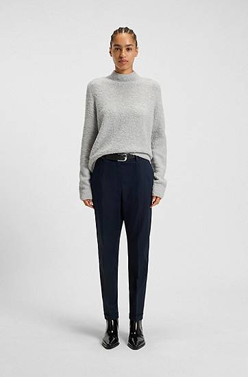 Sveter BOSS Mock-neck sweater in a wool blend with cashmere Šedá | 50547907, 1
