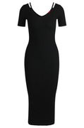 Ribbed-Knit Bodycon Midi Dress with Cutout Details