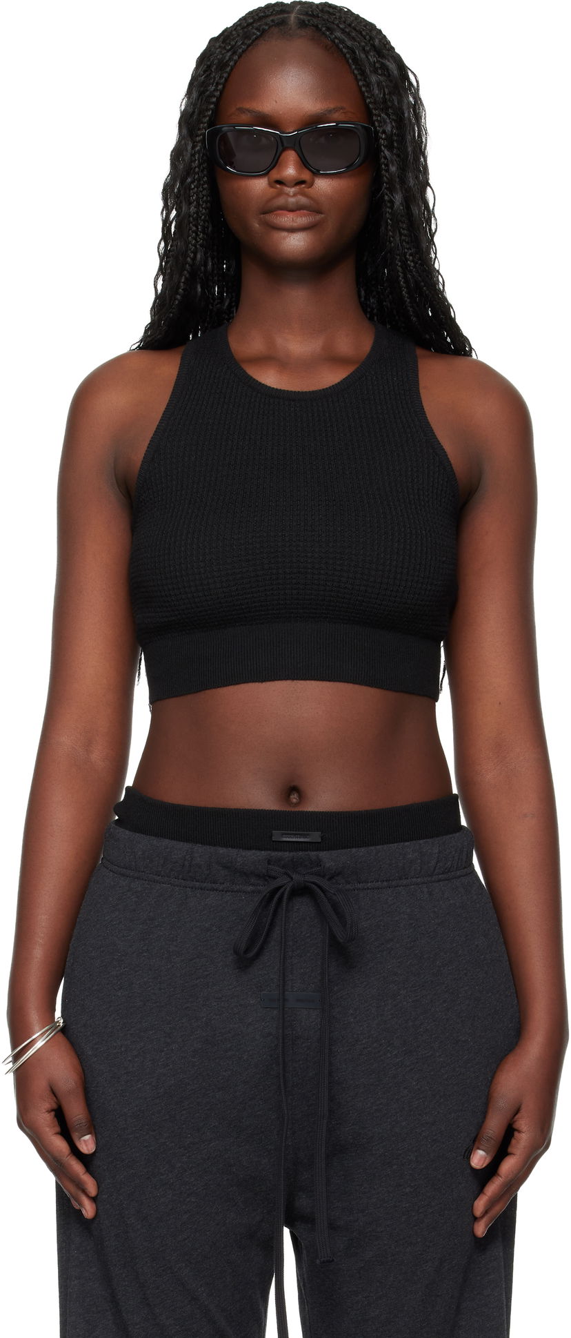 Tielko Fear of God ESSENTIALS Waffle Sport Tank Top Čierna | 192HO257221FW