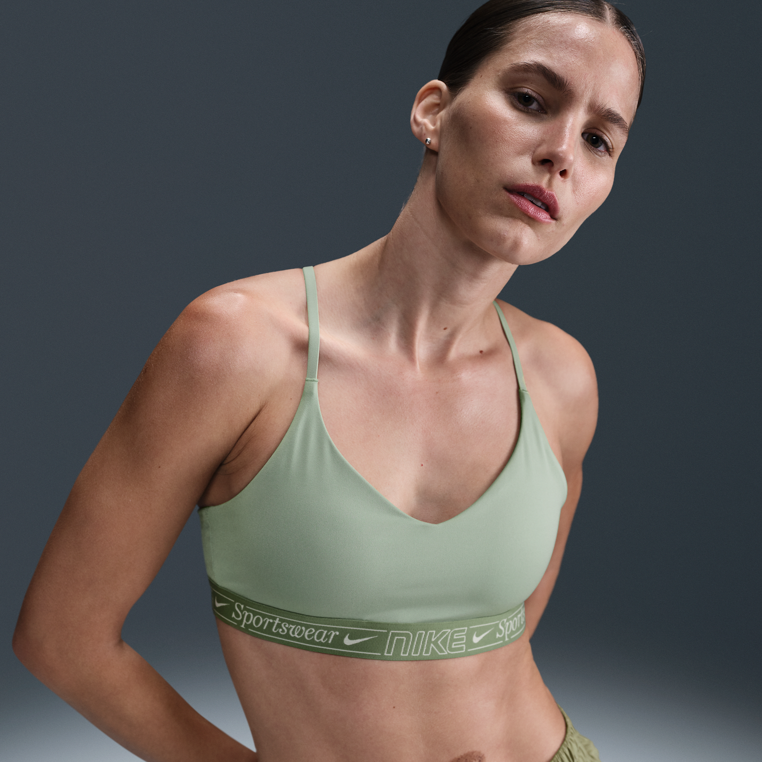 Podprsenka Nike Nike Indy Light-Support Padded Sports Bra Zelené | HV6953-370, 0