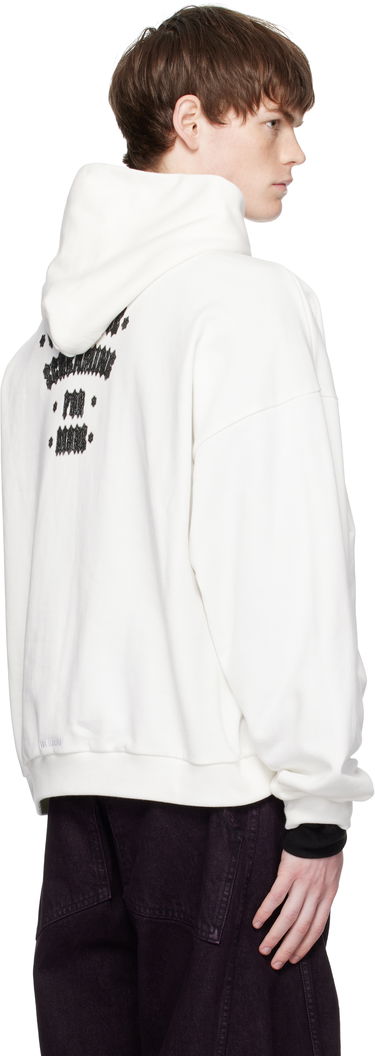 Mikina We11done We11done Cat Poster Graphic Hoodie Biela | WD-TH2-25-837-U-WH, 2