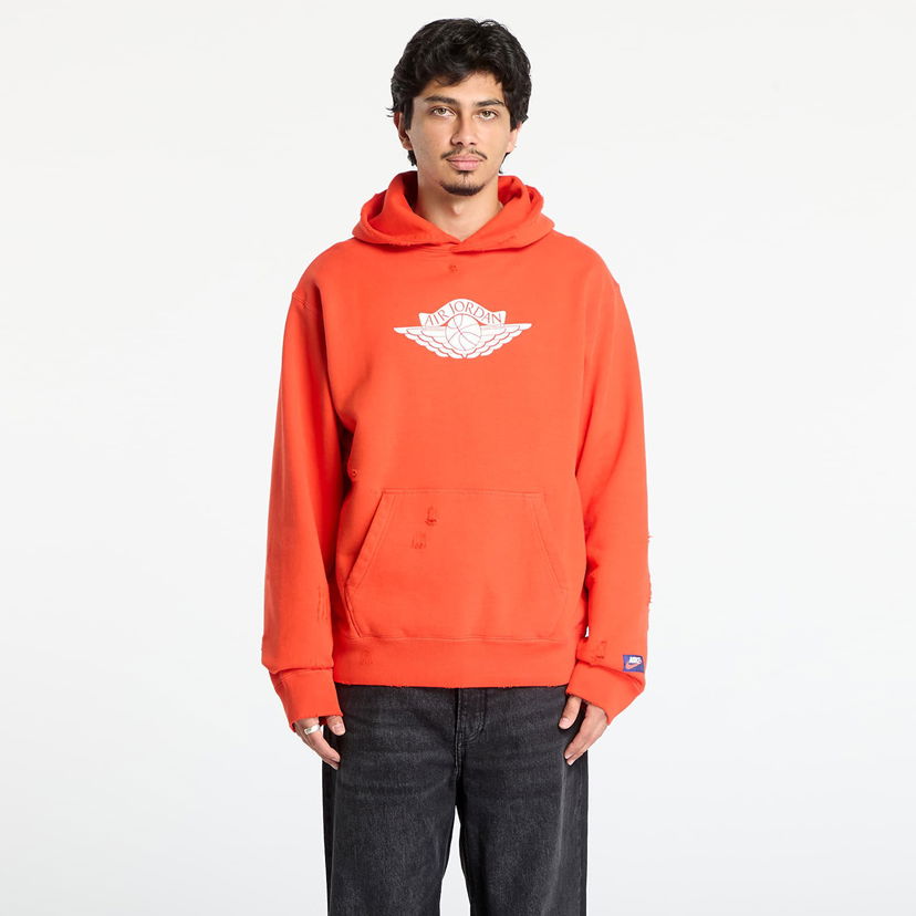 Mikina Jordan Rare Air Distressed Fleece Pullover Hoodie with Wings Logo Oranžová | IB3003-673