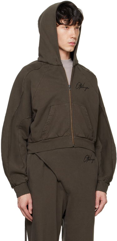 Mikina Ottolinger Ottolinger Multiline Zip Up Cropped Hoodie Zelené | 1150202521, 1