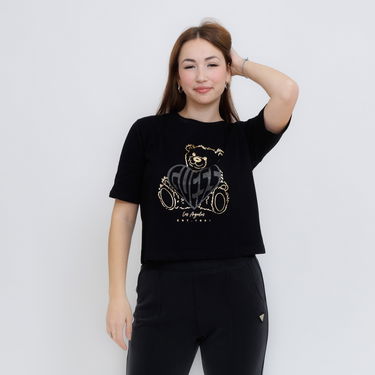 Crop Top GUESS Guess Rhinestone Bear Boxy T-Shirt Čierna | V5RI09I3Z14-JBLK, 0