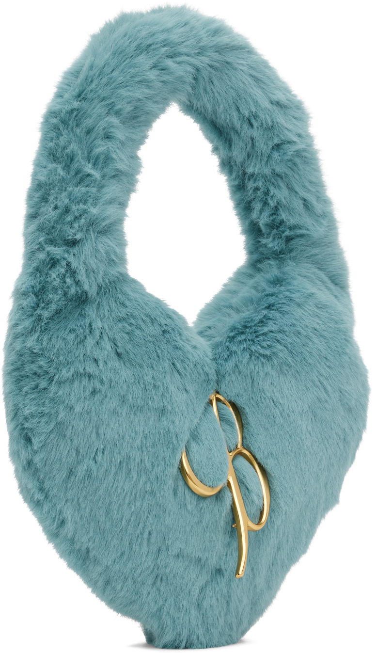 Kabelka Blumarine Blumarine Faux-Fur Heart Shaped Handbag Tyrkysová | P322W141A, 1