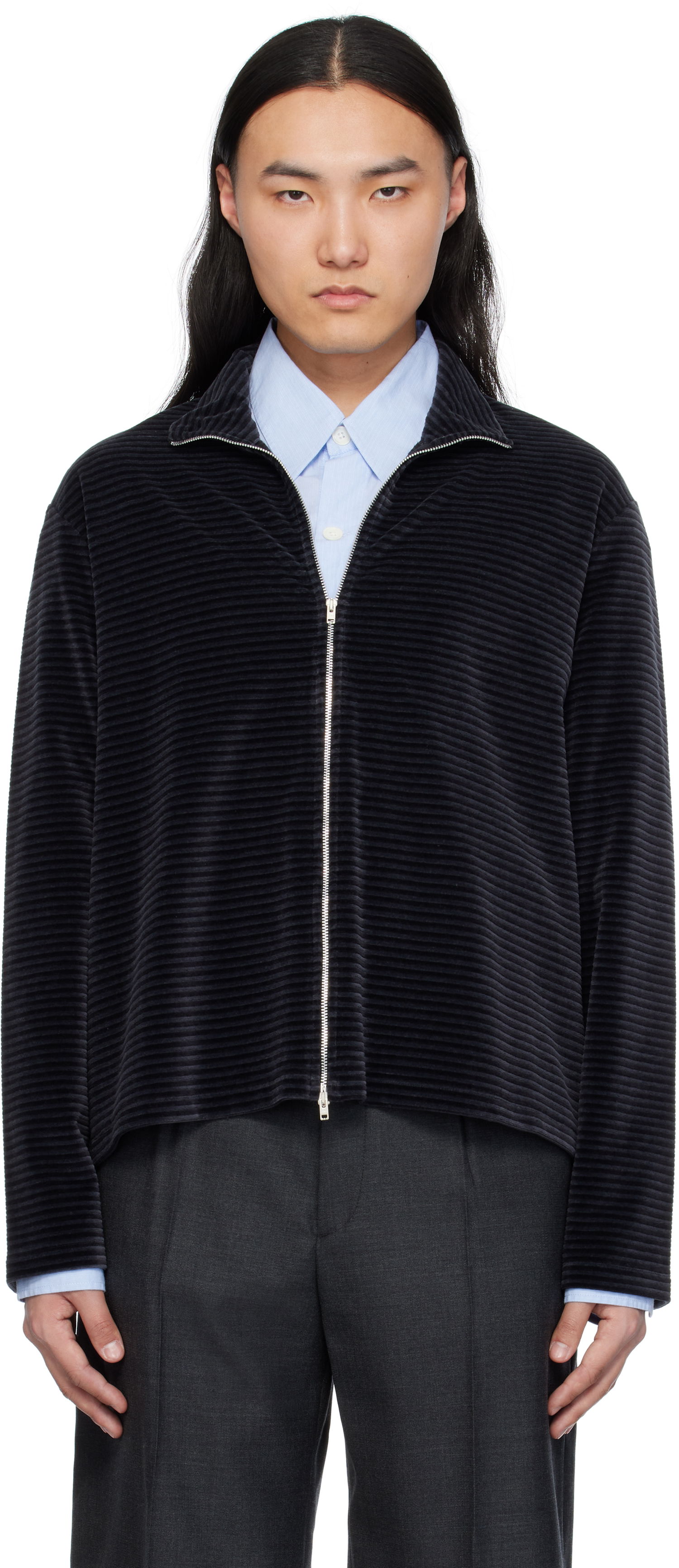 Sveter OUR LEGACY Our Legacy Shrunken Full-Zip Track Jacket Čierna | M4243SPS, 0