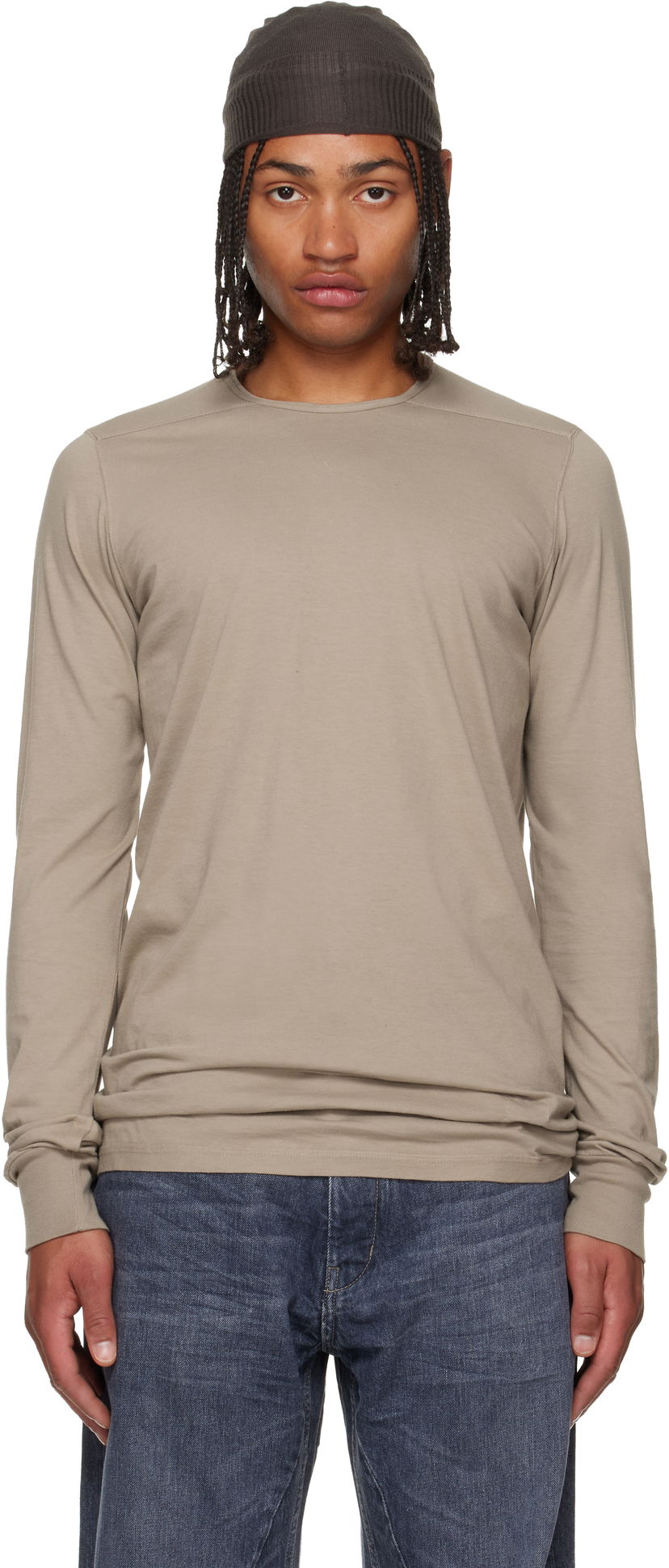 Tričko Rick Owens DRKSHDW Concordians Level LS T-shirt Béžová | DU02E7260 RN