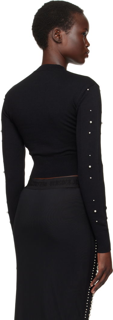 Sveter Versace Embellished Logo Cropped Sweater Čierna | E77HAFM30_ECMN60, 2