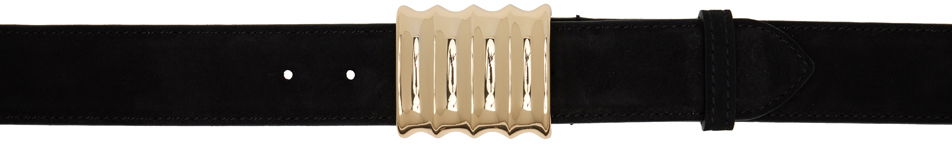Suede Belt With Gold-Tone Buckle