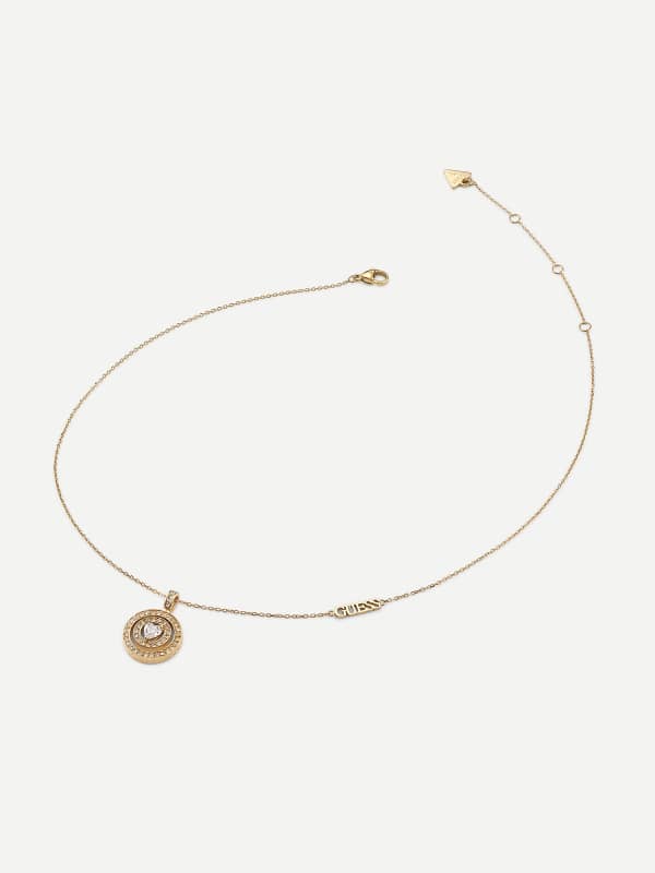 Náhrdelník GUESS Gold-Tone Heart Pendant Necklace Metalická | JUBN04658JW, 0
