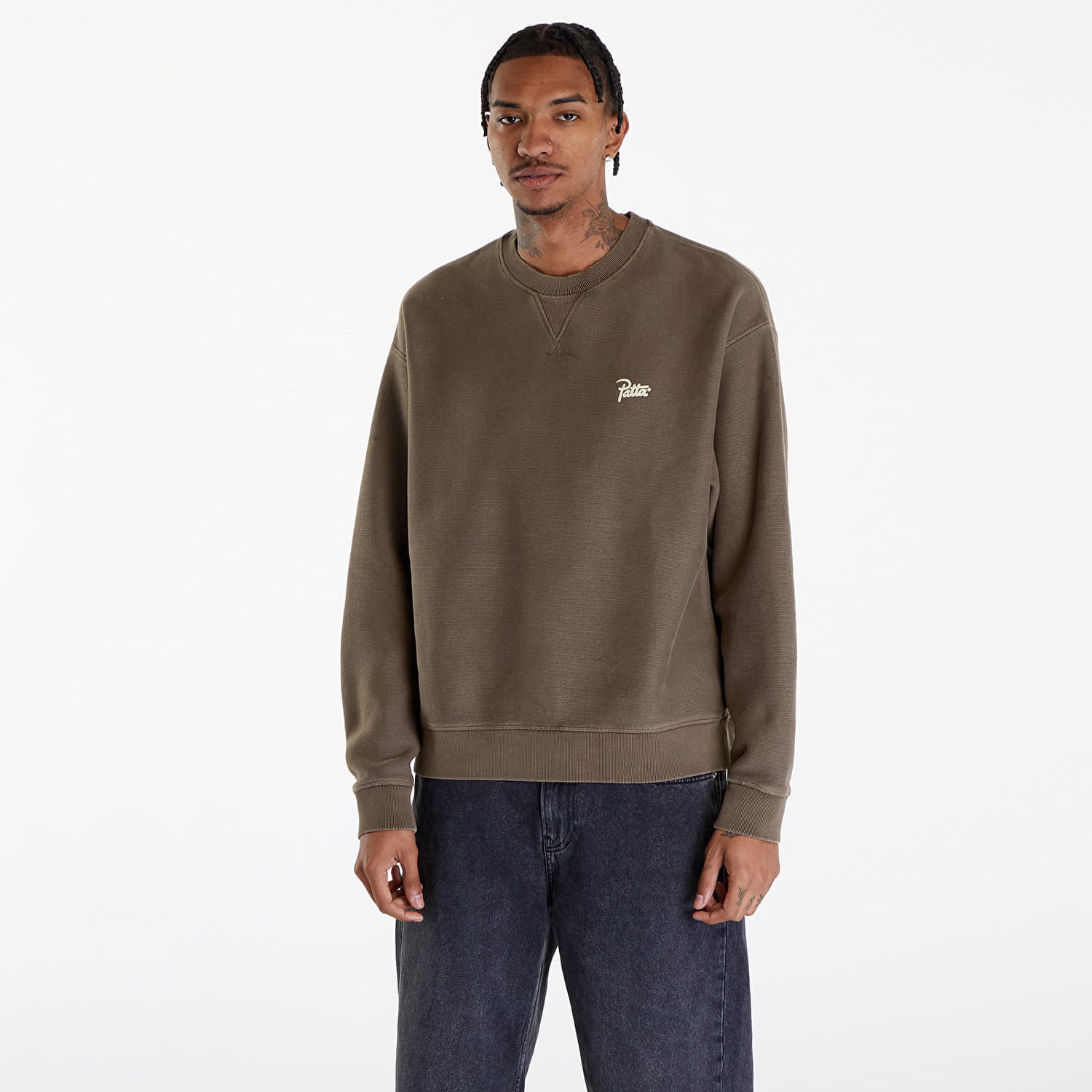 Mikina Patta Classic Washed Crewneck Sweatshirt UNISEX Hnedá | POC-SS24-2050-315-0208-063, 0