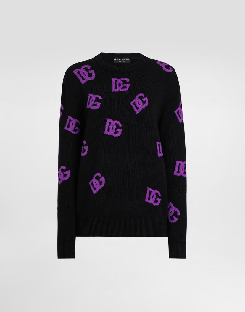 Sveter Dolce & Gabbana Dolce & Gabbana Wool Pullover with DG Logo Print Čierna | FXX06TJCVYXN9867