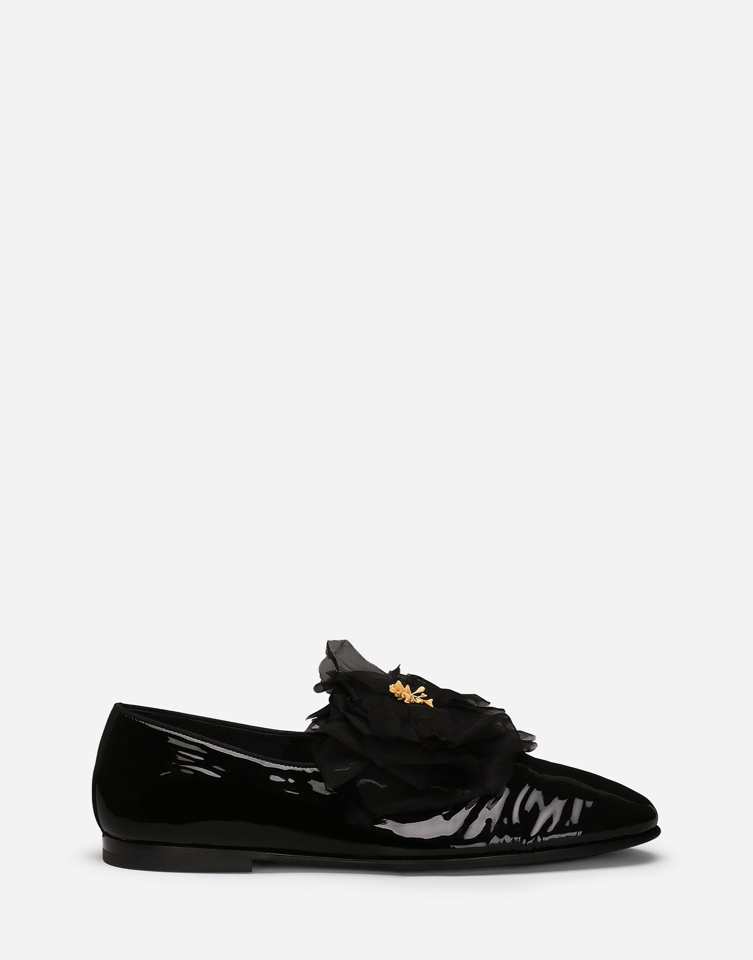 Tenisky a topánky Dolce & Gabbana Patent Leather Slippers With Flower Applique Čierna | A50645A3G488B956, 0