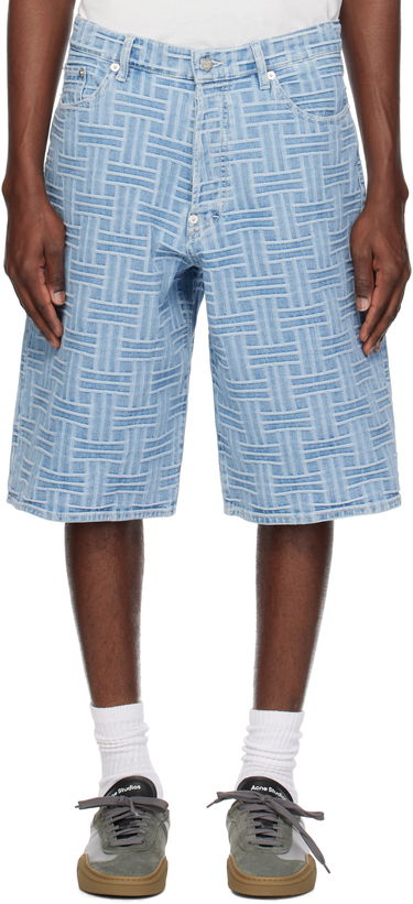 Šortky KENZO Kenzo Paris 'KENZO Weave' Straight Denim Shorts Modrá | FF55DS3396J4, 0