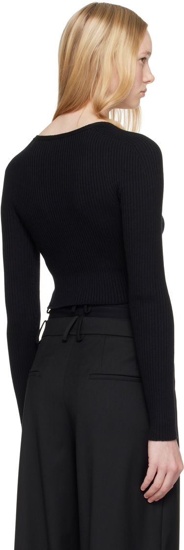 Sveter Courrèges Courrèges Rib Knit Cropped Cardigan Čierna | 225MGI034FI0049, 2
