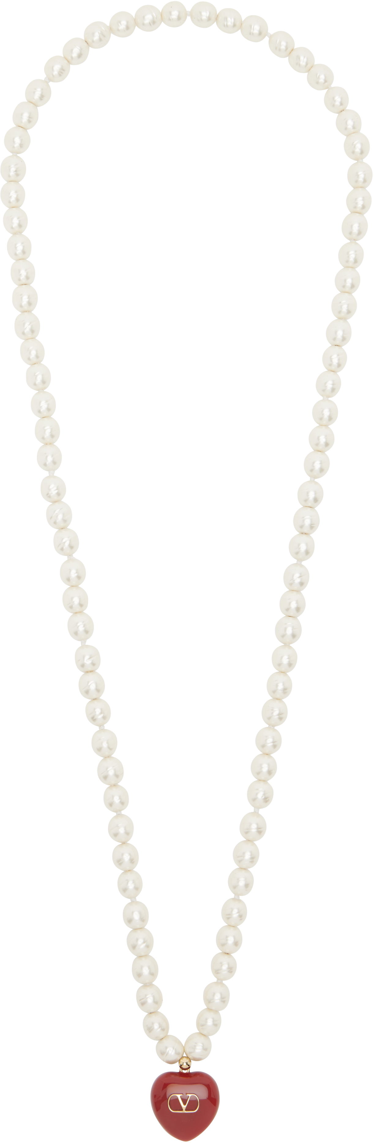 Náhrdelník Valentino Valentino Garavani Pearl Necklace with Heart Pendant Biela | 6W2J0Y07LTD, 0