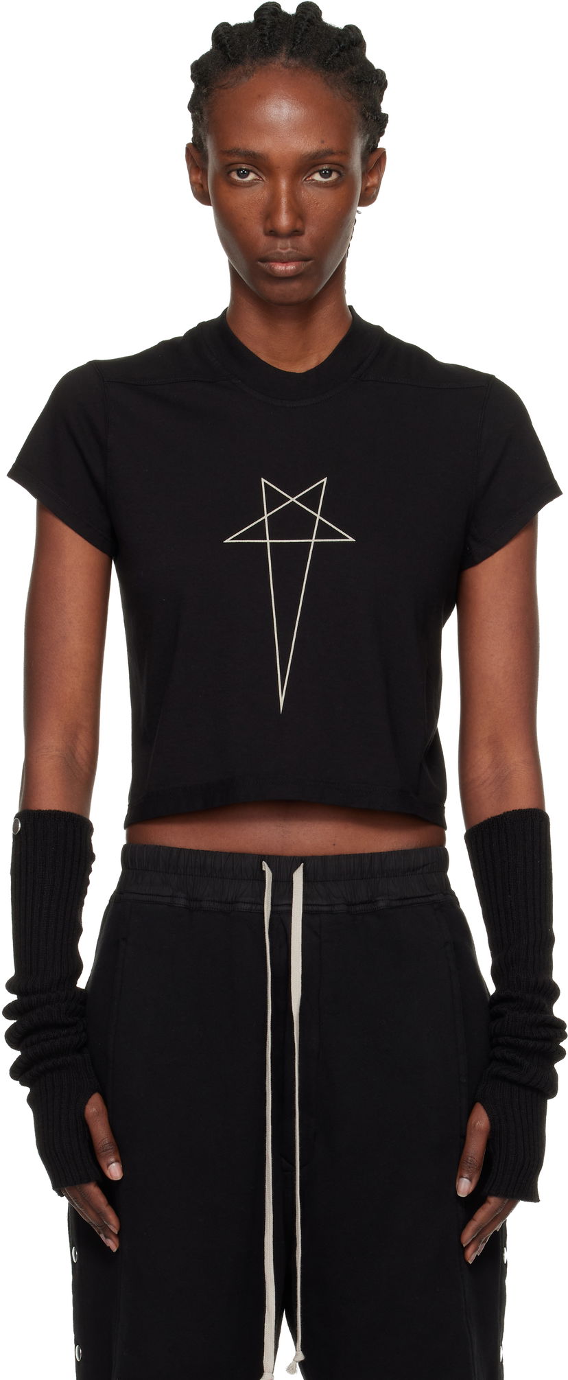 Crop Top Rick Owens DRKSHDW Concordians Cropped Small Level T-shirt Čierna | DS02E7207 RNEP3