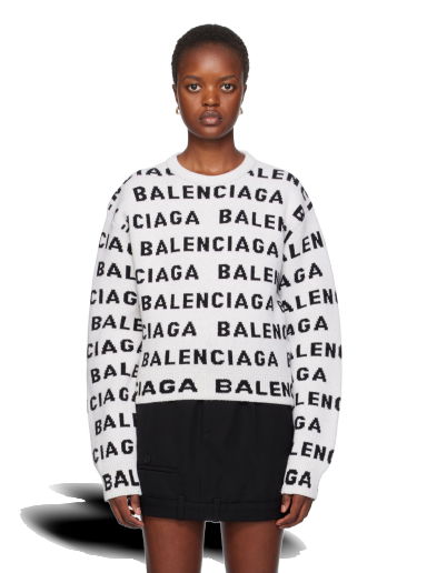 Sveter Balenciaga Jacquard Sweater Biela | 761591 T1673