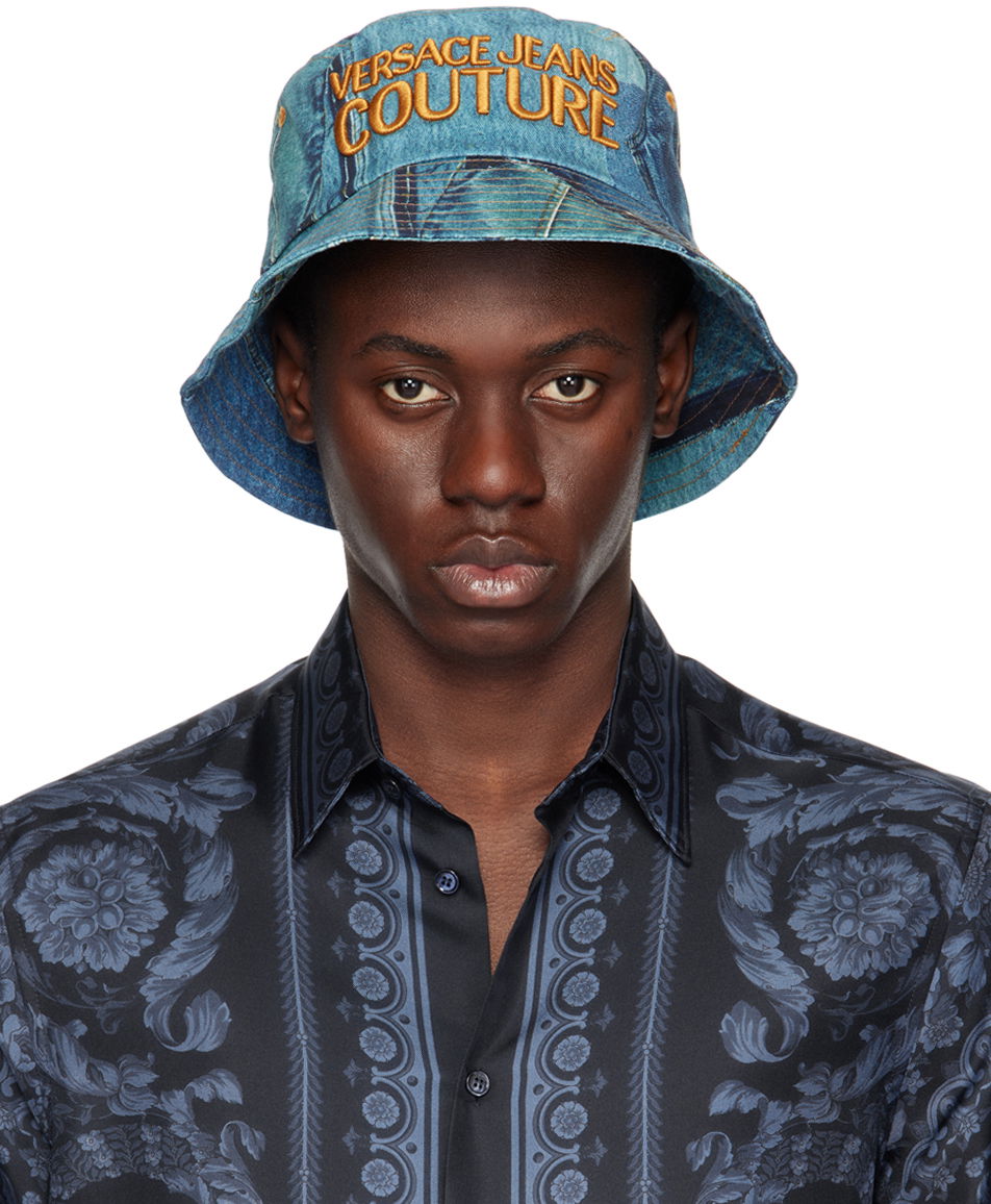 Klobúk Versace Couture Blue Patchwork Denim Bucket Hat Modrá | E76GAZK06_EZG266, 0