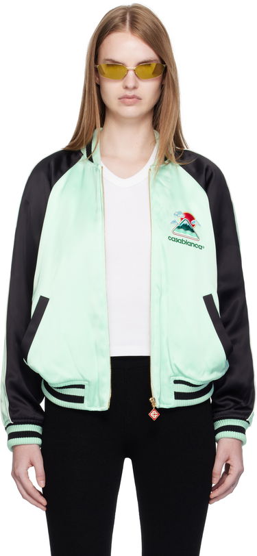 Bomber bunda Casablanca Casablanca Embroidered Satin Bomber Jacket Zelené | WPF25-JK-373-01, 0