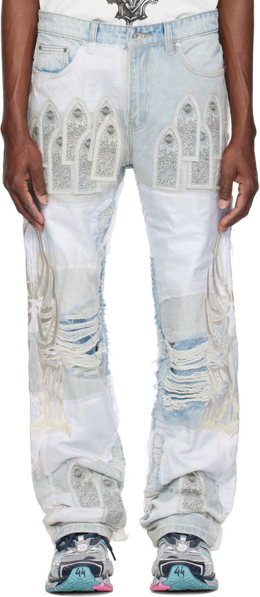 Džínsy Who Decides War Who Decides War 'WDW' Winged Organza Denim Jeans Modrá | 1121180008SS25, 0