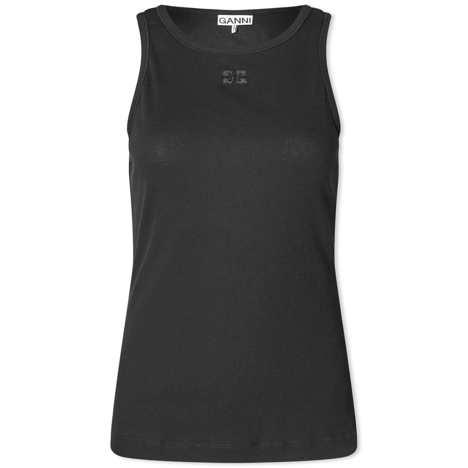 Tielko GANNI Soft Cotton Rib Tank Top Čierna | T3898-099, 0