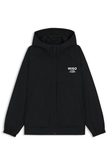 Bunda BOSS HUGO Water-Repellent Hooded Jacket Čierna | 50548719