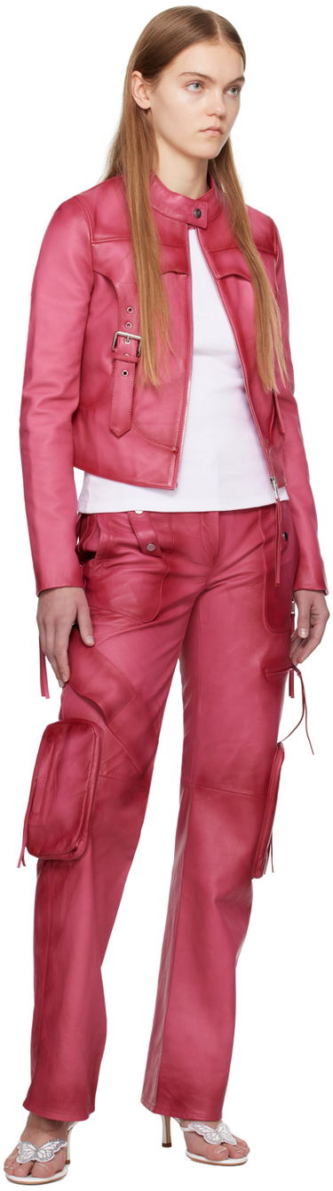 Bunda Blumarine Blumarine  Leather Biker Jacket Ružová | P422L051A, 3