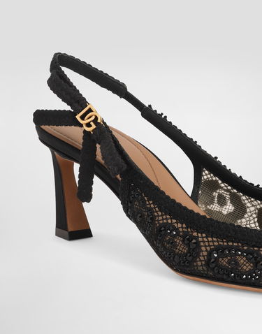 Doplnky Dolce & Gabbana Dolce & Gabbana Leopard-Design Lace Slingbacks with Rhinestones Čierna | CG0852A9S2680999, 3