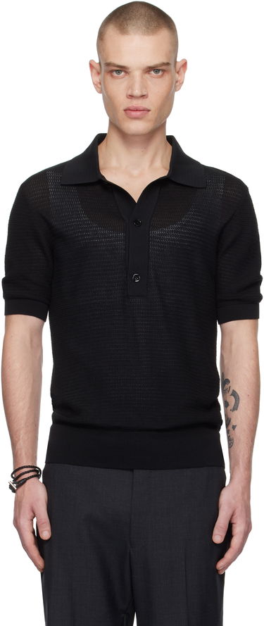 Polo tričko Tom Ford TOM FORD Cotton Silk Polo Čierna | KPS019-YMC026S25, 0