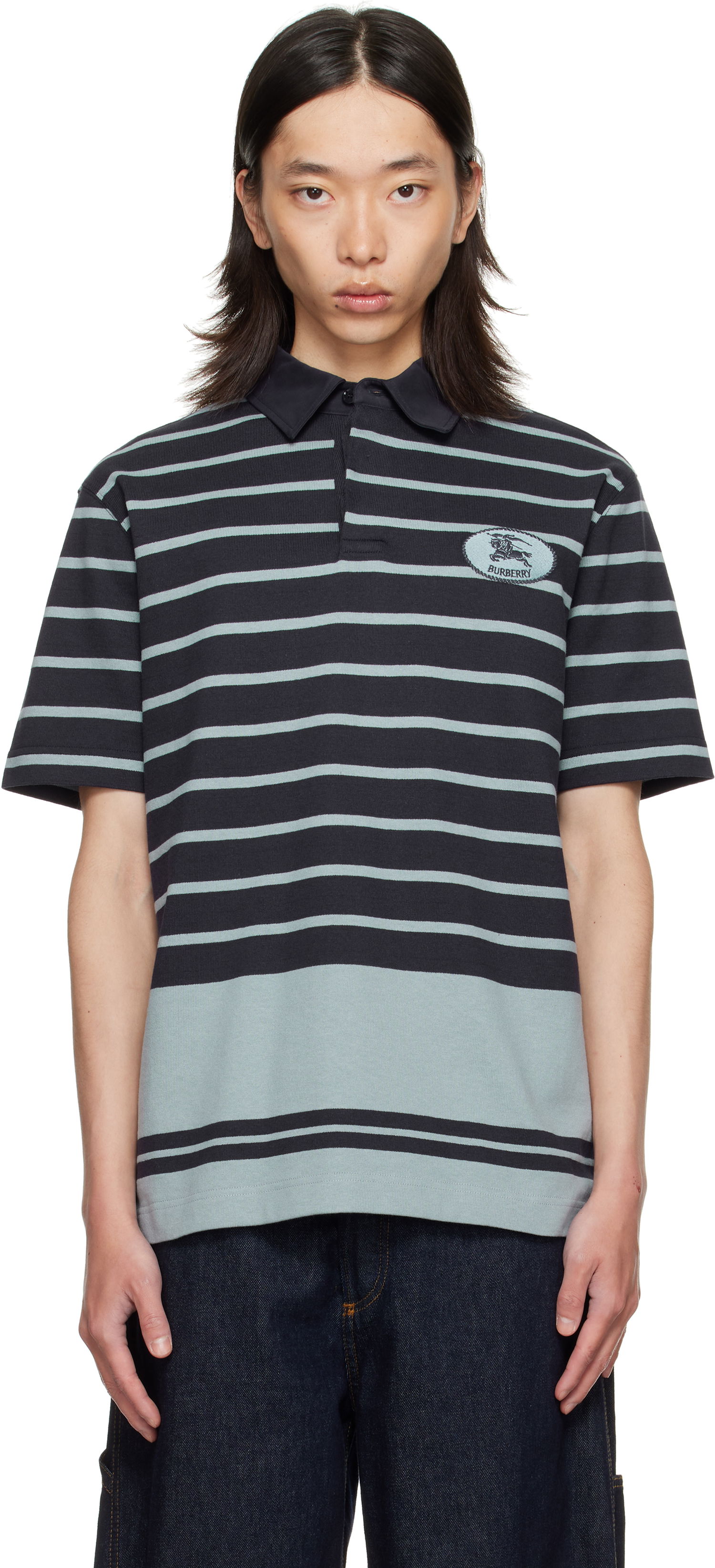 Polo tričko Burberry Burberry Index Stripe Polo Čierna | 8110595, 0