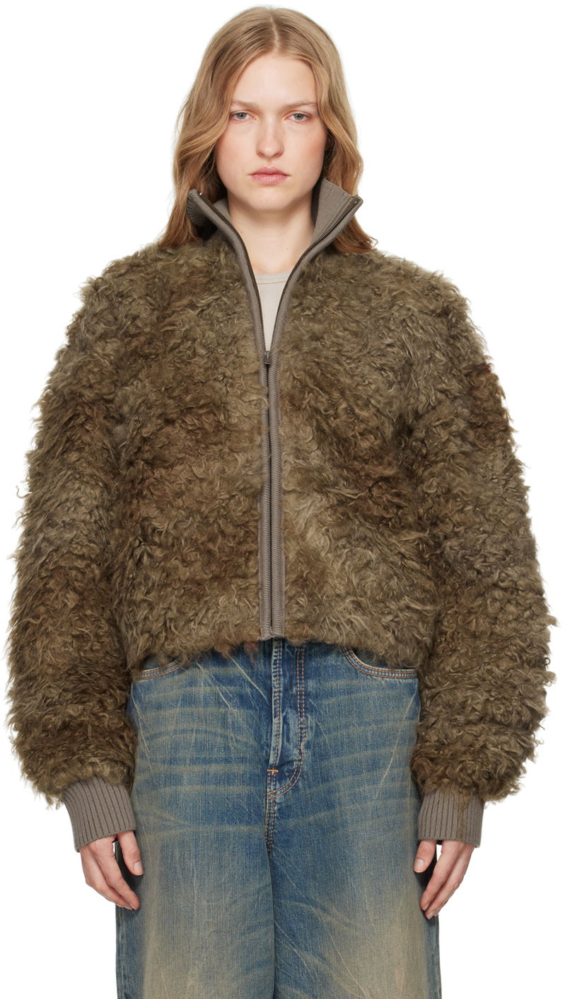 Bomber bunda Acne Studios Cropped Faux-Fur Jacket Hnedá | A90611-, 0