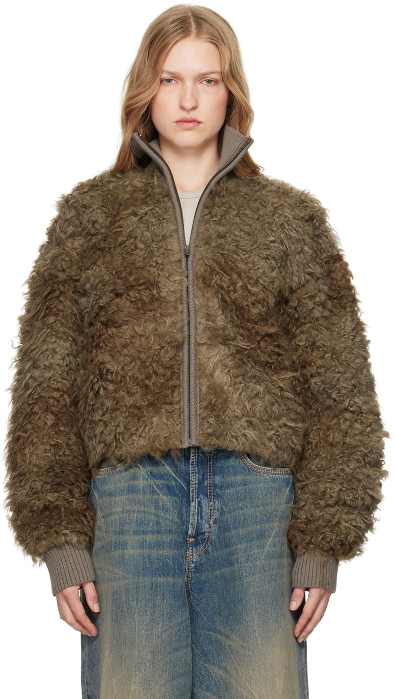 Bomber bunda Acne Studios Cropped Faux-Fur Jacket Hnedá | A90611-