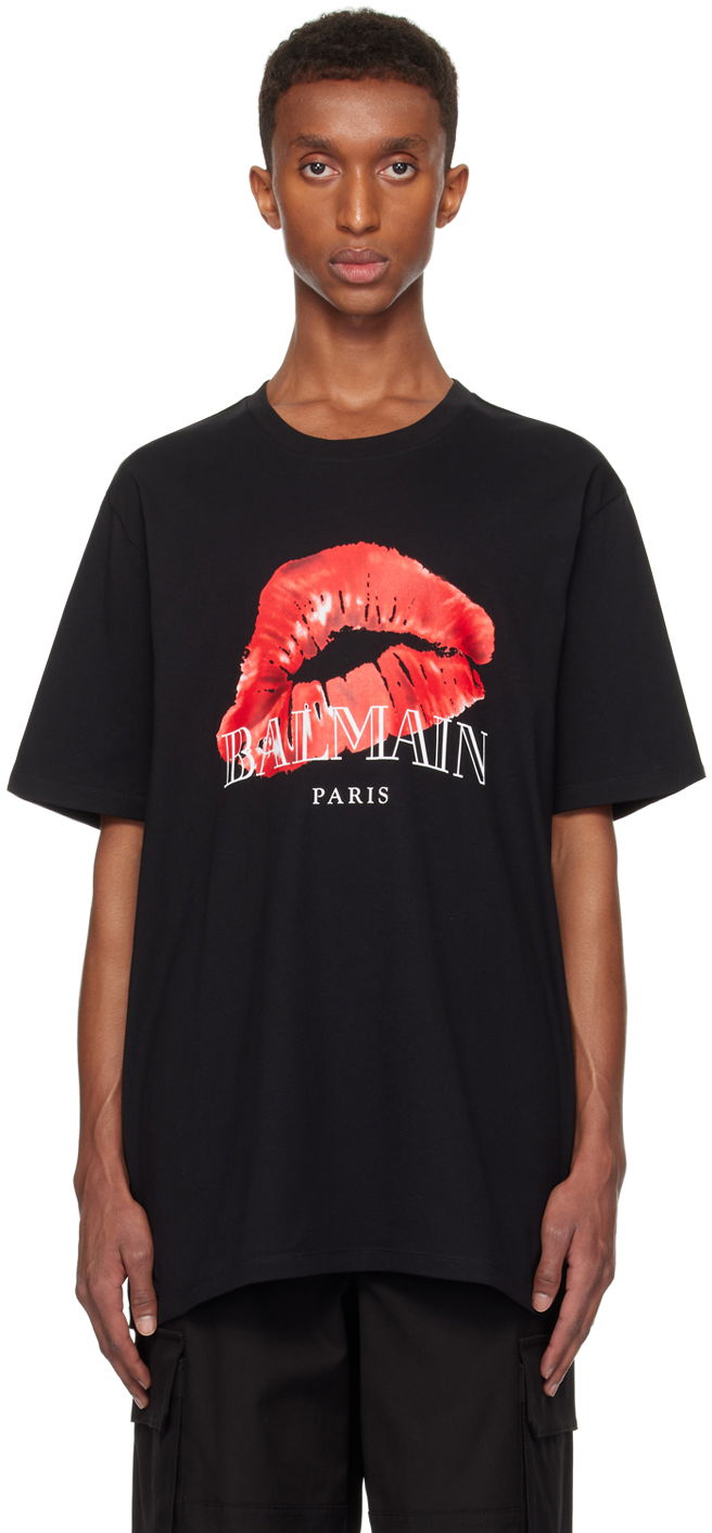 Tričko Balmain Relaxed Kiss Print T-Shirt Čierna | DH0EG010GE10, 0